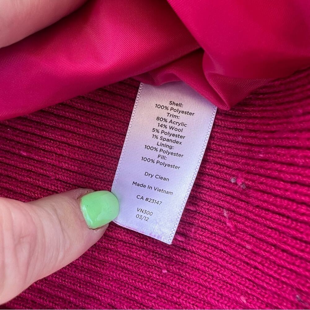 Talbots diamond quilted hot pink raspberry red vest SMALL - Picture 6 of 6